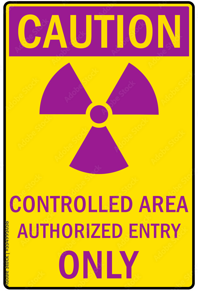 Obraz premium Radiation warning sign and labels