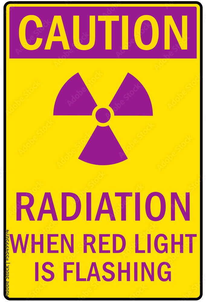 Obraz premium Radiation warning sign and labels