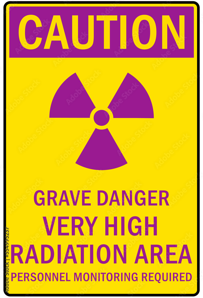 Obraz premium Radiation warning sign and labels