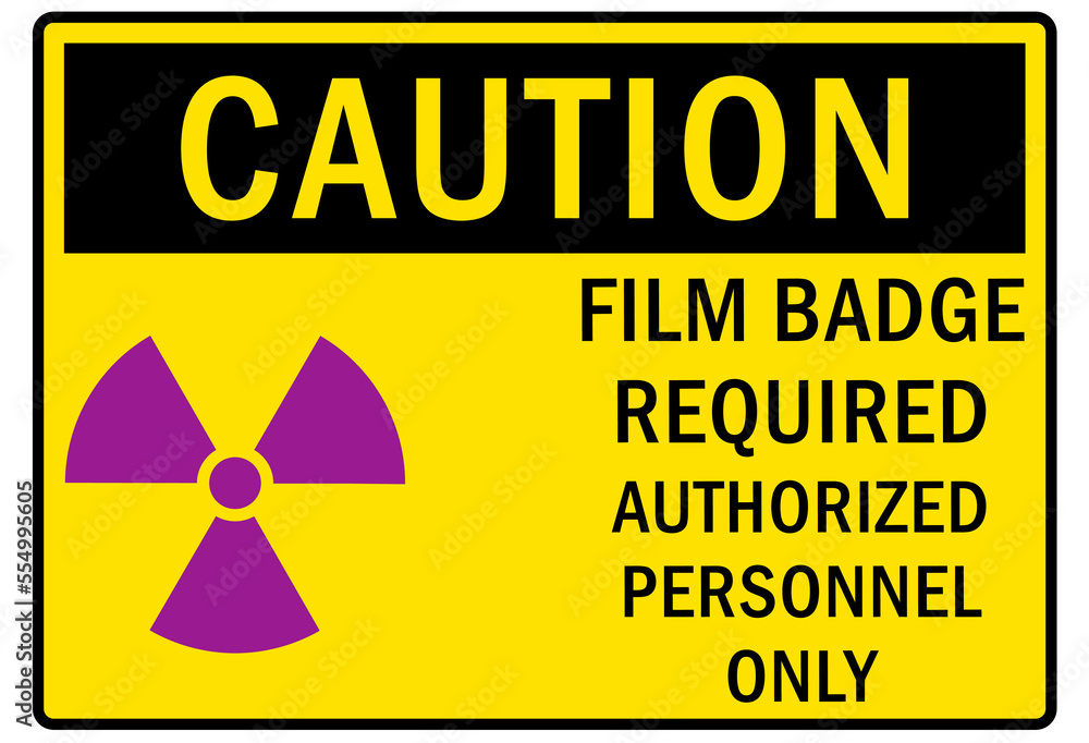 Obraz premium Radiation warning sign and labels
