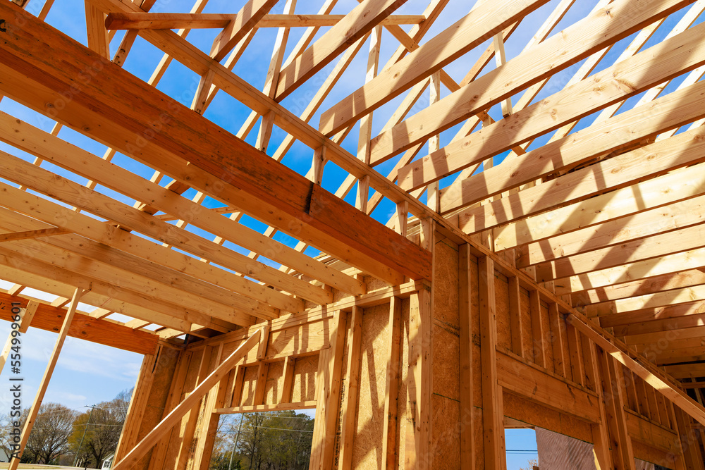 Fototapeta premium Framing job for a new residential construction project.