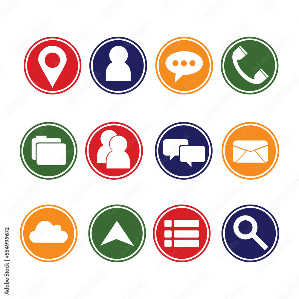 Icon set with full colors. Simple icon clip art design