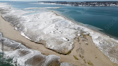 Snow deposits on the sand in the barrier islands of Chatham after the historic blizzard of January 2022. photo