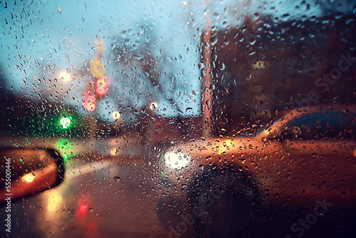Wallpaper Mural water drops window rain car traffic night, November weather Torontodigital.ca