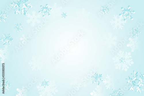 きらきら輝く雪の結晶のベクターイラスト  麗しい水色のバナー・ポスター用背景