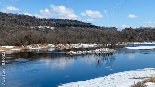 blue river in winter