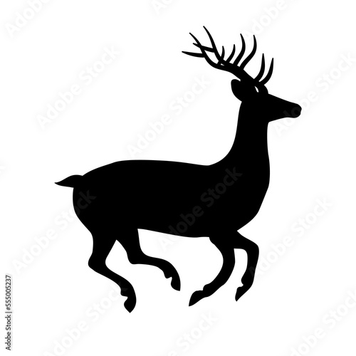 Vector hand drawn flat running deer silhouette isolated on white background © Sweta