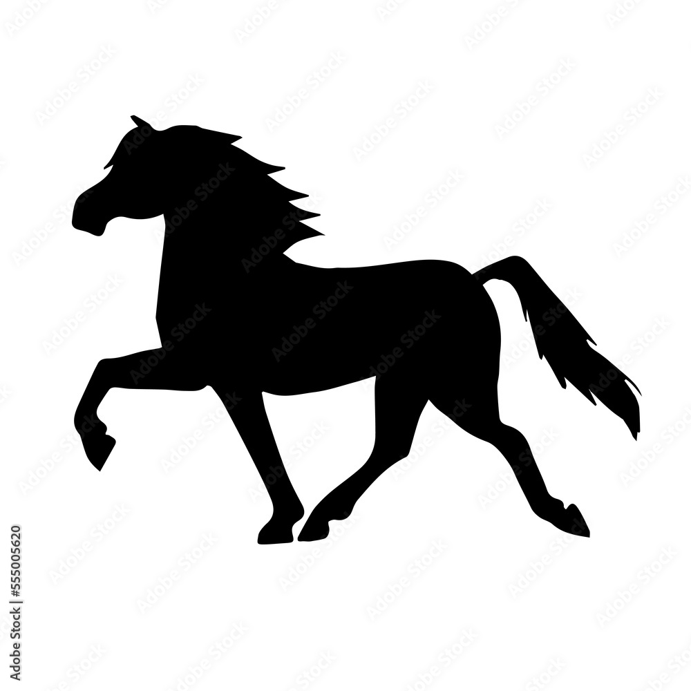 Vector hand drawn doodle sketch Iceland horse silhouette isolated on white background Vector hand drawn doodle sketch Iceland horse silhouette isolated on white background