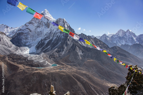 Taboche and Cholatse view from Nangkar Tshang near Dingboche, Nepal, Himalaya, Khumbu Himal