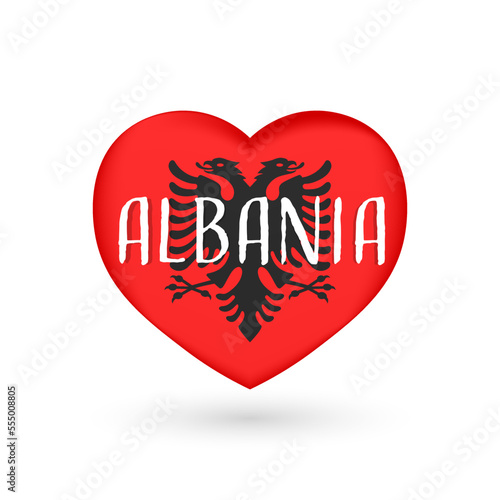 Heart symbol, flag of Albania, vector illustration