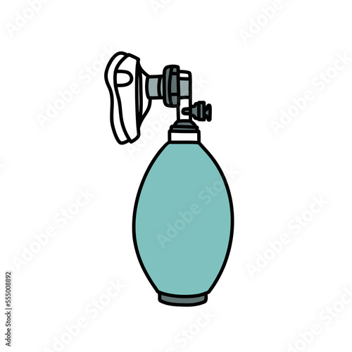 bag valve mask doodle icon, vector color line illustration
