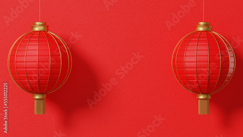 3d rendering bright red chinese new year lantern background, gradient shadow concept design, elements for presentation, cover, post festival or decoration, card, banner, webside.