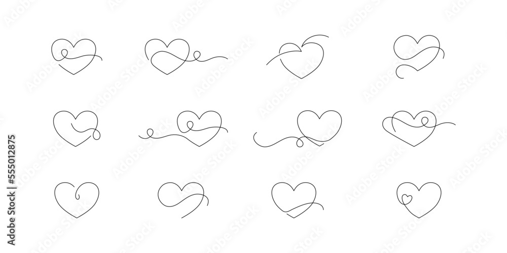 Zestaw serc - kolekcja płaskich ikon. Proste elementy do projektów - serce, miłość, walentynka, zdrowie, troska. - obrazy, fototapety, plakaty 