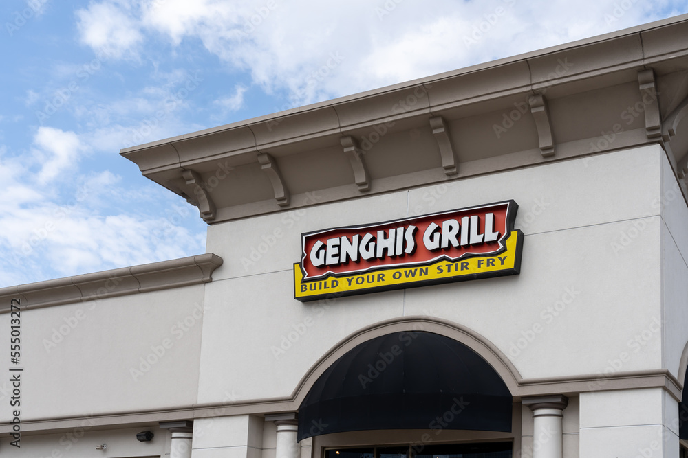 Houston, TX, USA March 6, 2022 A Genghis Grill restaurant in Houston