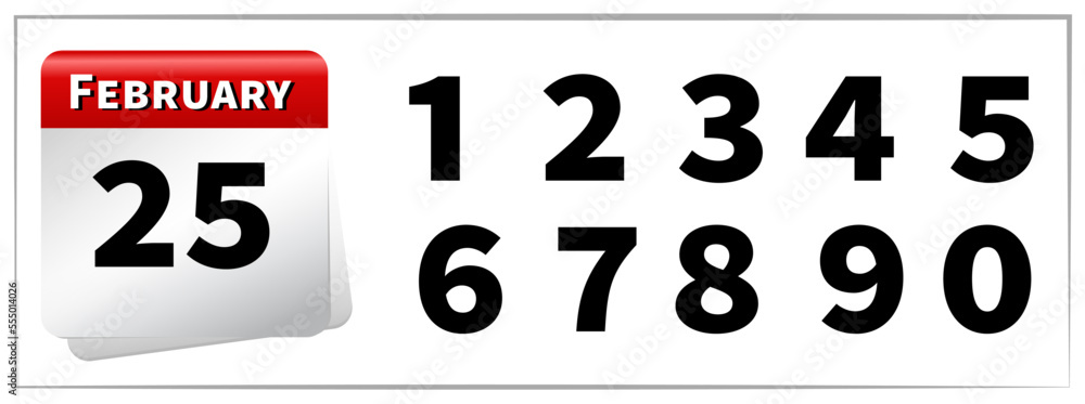 Vector calendar number february all numbers Vector calendar number february all numbers