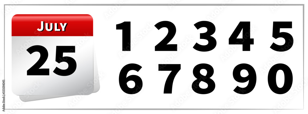 Vector calendar number july all numbers Vector calendar number july all numbers