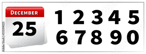Vector calendar number december all numbers