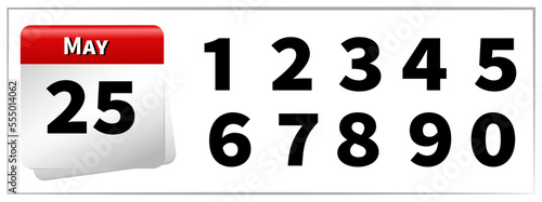 Vector calendar number may all numbers