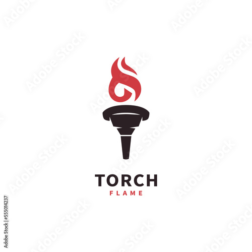 Burning torch flame logo design illustration
