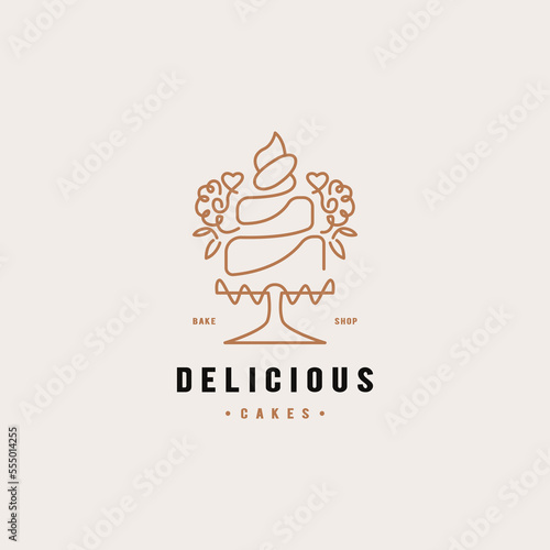 cake wedding icon, delicious cake icon for bakery shop logo design