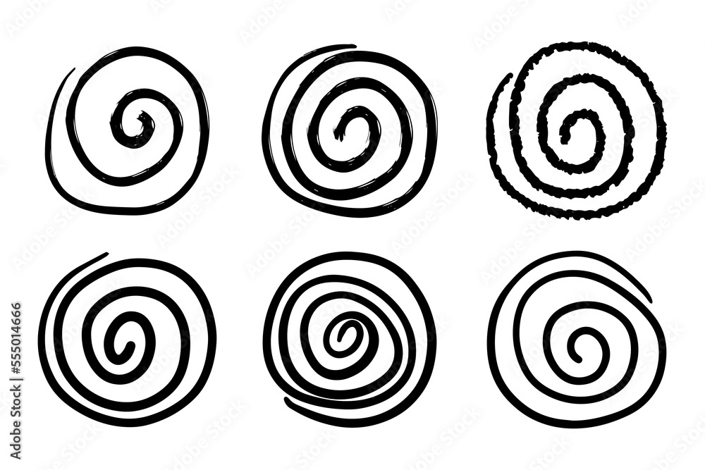 Set of swirling circles. Swirling grungy elements
