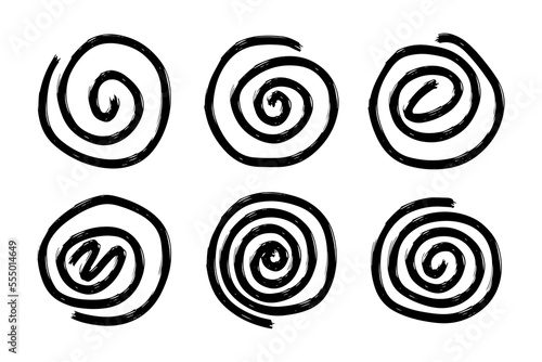 Set of swirling circles. Swirling grungy elements