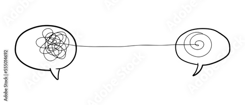 hand drawn from a crumpled doodle sketch with speech bubbles. Abstract doodle, vector illustration.