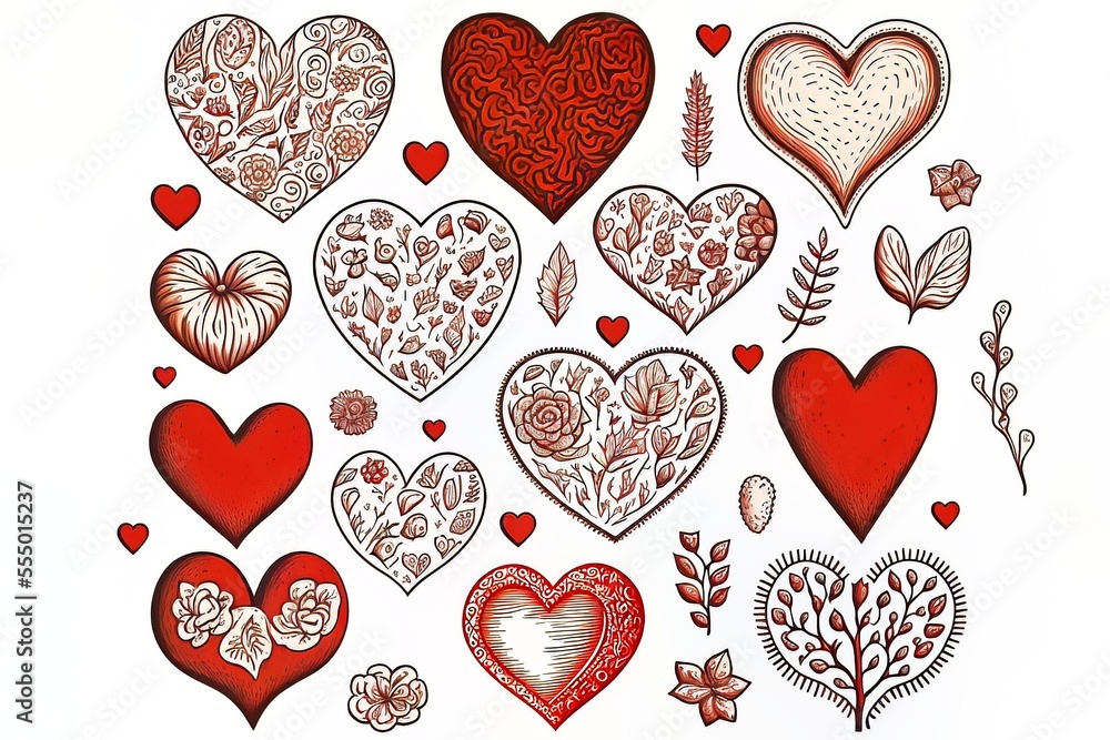 Illustration of Valentine's Day Love Heart Doodles Illustration of Valentine's Day Love Heart Doodles