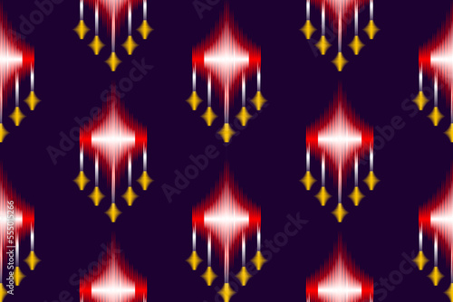 Ikat vector ethnic seamless pattern design. Ikat Aztec fabric carpet ornaments textile decorations wallpaper. Tribal boho native ethnic turkey traditional embroidery vector background 