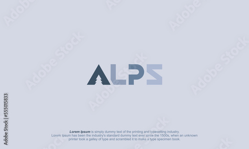illustration vector graphic logo designs, logotype apls, negative space pine tree in letter A