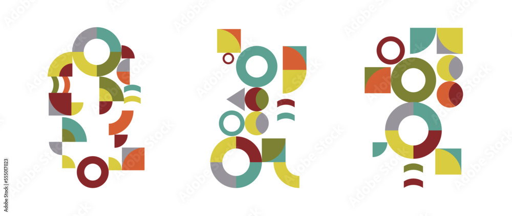Set of geometric pattern element in mid-century style. Retro abstract collection of earthtone color curve, circle, capsule, flower shapes. Modern design for cover, business card, poster, wall art. Set of geometric pattern element in mid-century style. Retro abstract collection of earthtone color curve, circle, capsule, flower shapes. Modern design for cover, business card, poster, wall art.