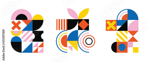 Set of geometric pattern element in mid-century style. Retro abstract collection of colorful circle, square, triangle shapes and lines. Modern design for cover, business card, poster, wall art. Free Download Set of geometric pattern element in mid-century style. Retro abstract collection of colorful circle, square, triangle shapes and lines. Modern design for cover, business card, poster, wall art. - GFXLoad