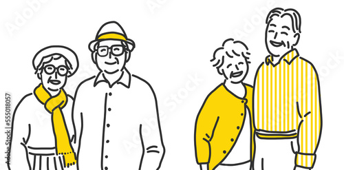 ２組の笑顔の老夫婦のイラスト