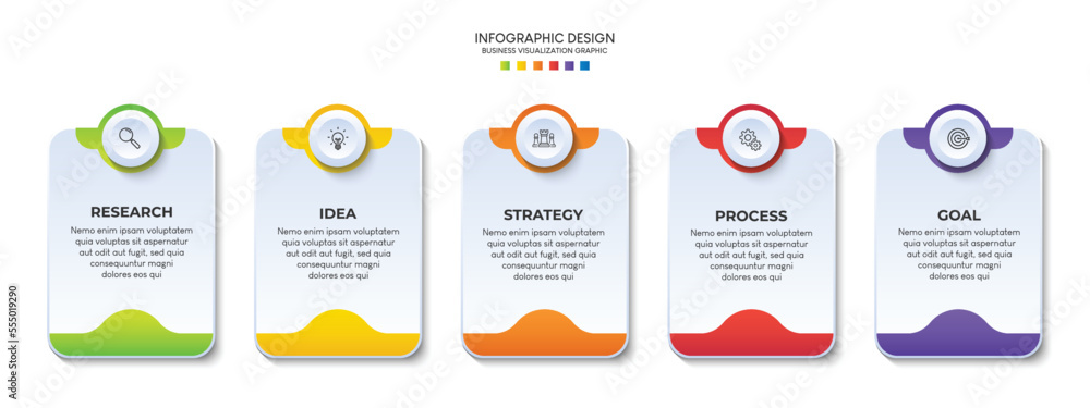 Steps business data visualization timeline process infographic template design with icons