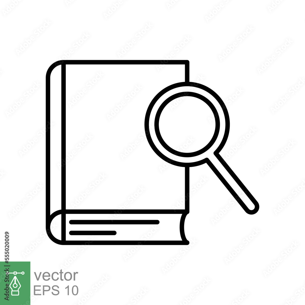 Case study icon. Simple outline style. Magnifying document, research, report, paper with find glass, search concept. Line vector illustration isolated on white background. EPS 10. Case study icon. Simple outline style. Magnifying document, research, report, paper with find glass, search concept. Line vector illustration isolated on white background. EPS 10.