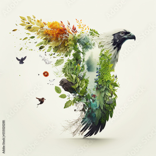 Photo Harmony with nature illustration made with Generative AI