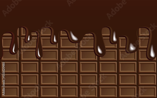 溶けたチョコレートと板チョコ　カカオ