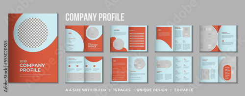 16 pages Corporate company profile bifold brochure template design