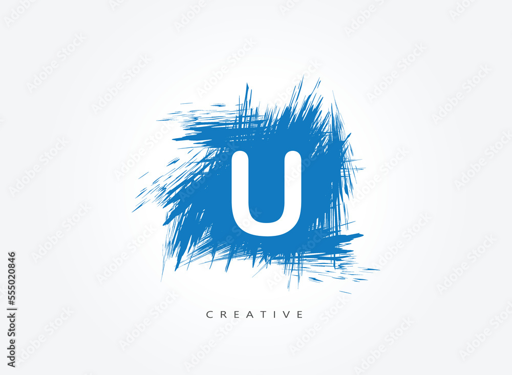 U Creating an Artistic Brush Article Logo. letter logo.