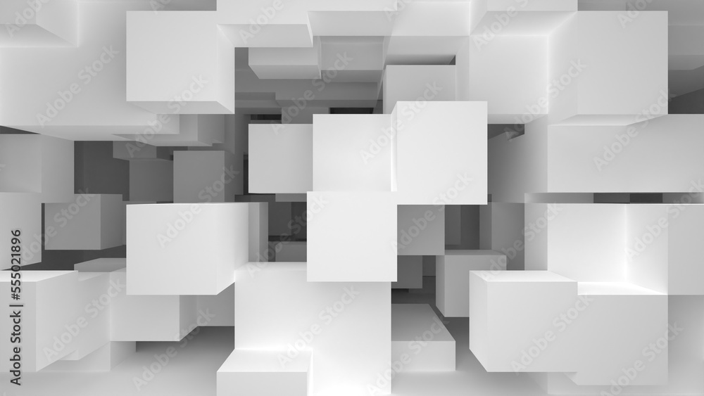 ビジネス キューブ シンプル アブストラクト 白 [別Verあり]