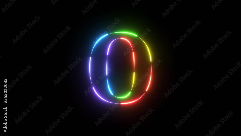 Neon light rainbow color alphabet O Neon light rainbow color alphabet O