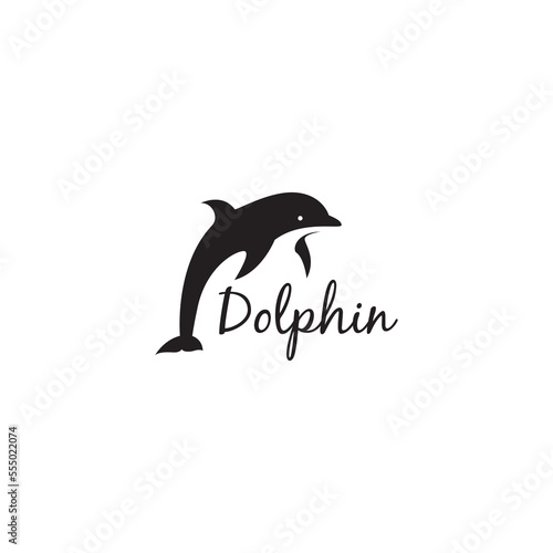 dolphin silhouette sea animal smart animal logo design vector icon illustration