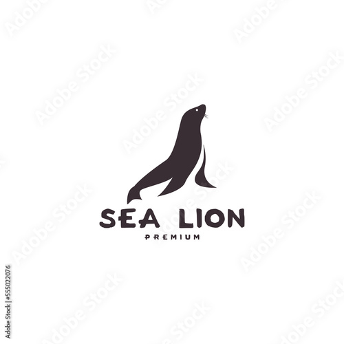silhouette of sea lion mammal logo design vector icon illustration