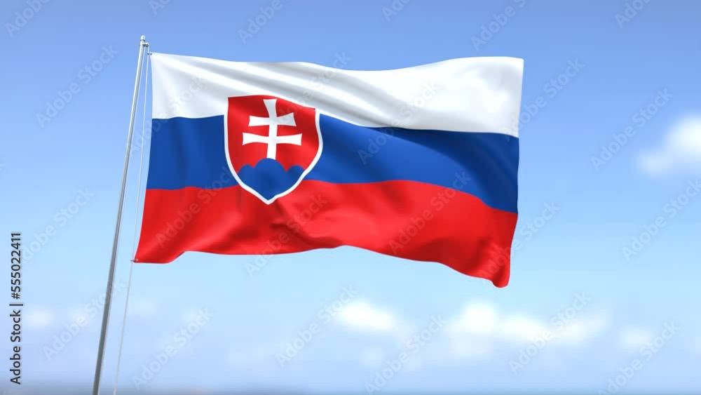 Flag of Slovakia Waving on blue sky background. Flag of Slovakia Waving on blue sky background.