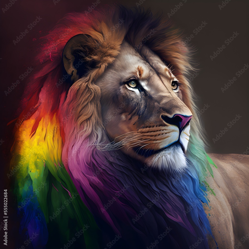 High quality illustration, in the colors of LGBT pride, representing strength, resistance, joy and love.