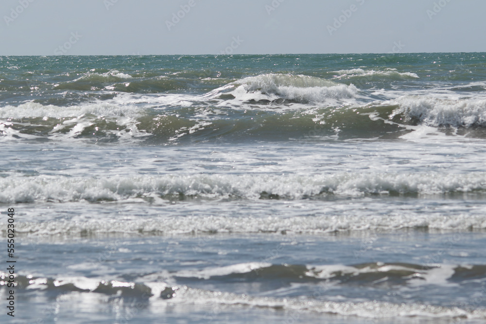 Waves in the sea , near the coast Waves in the sea , near the coast