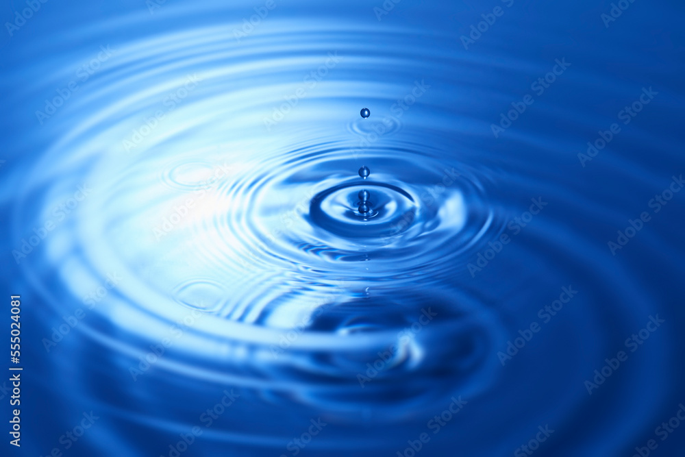 splash blue water drop with circular waves splash blue water drop with circular waves