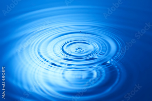 splash blue water drop with circular waves