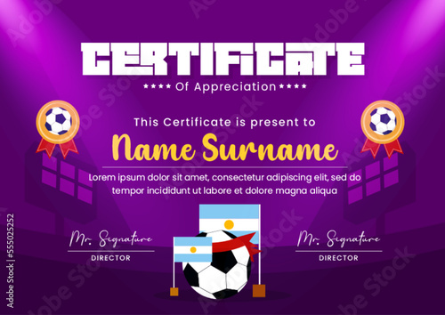 Football tournament sport event certificate design template easy to customize