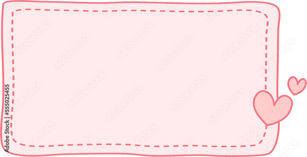 Rectangle Pink Valentine Doodle Frame with Heart Rectangle Pink Valentine Doodle Frame with Heart